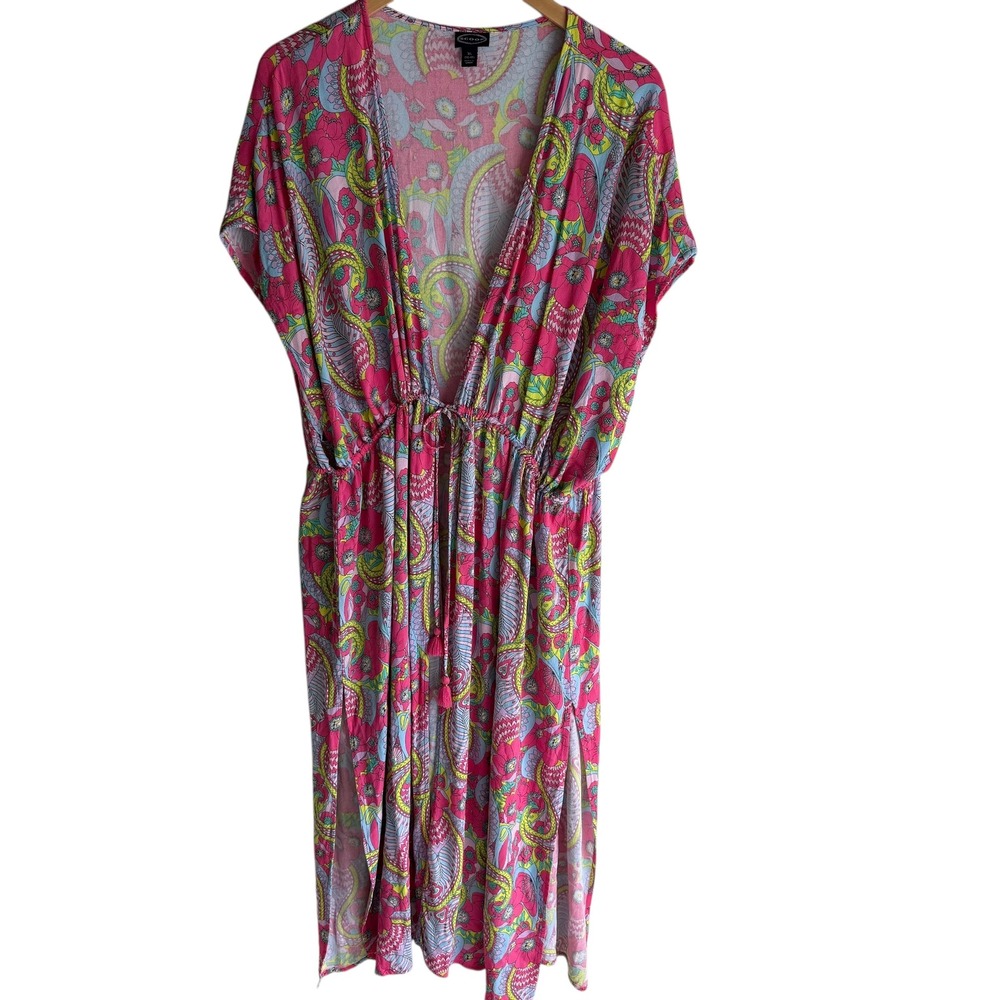 SCOOP NYC Multicolor Paisley Open Beach Cover-Up‎ Dress, XL